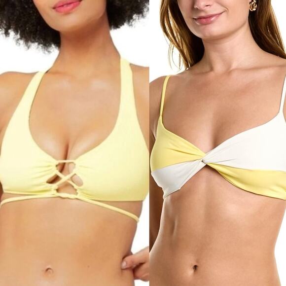 NWT L Space Bikini Top Dax Yellow Wrap Tie &  Color-Block Ringo Bundle Size S - Picture 2 of 6